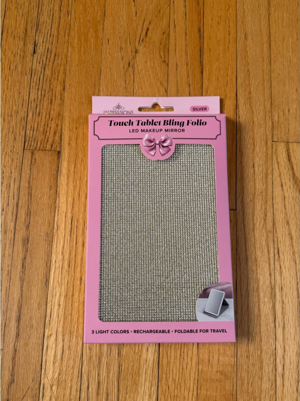 Touch Tablet Bling Folio LED Makeup Mirror - Silver